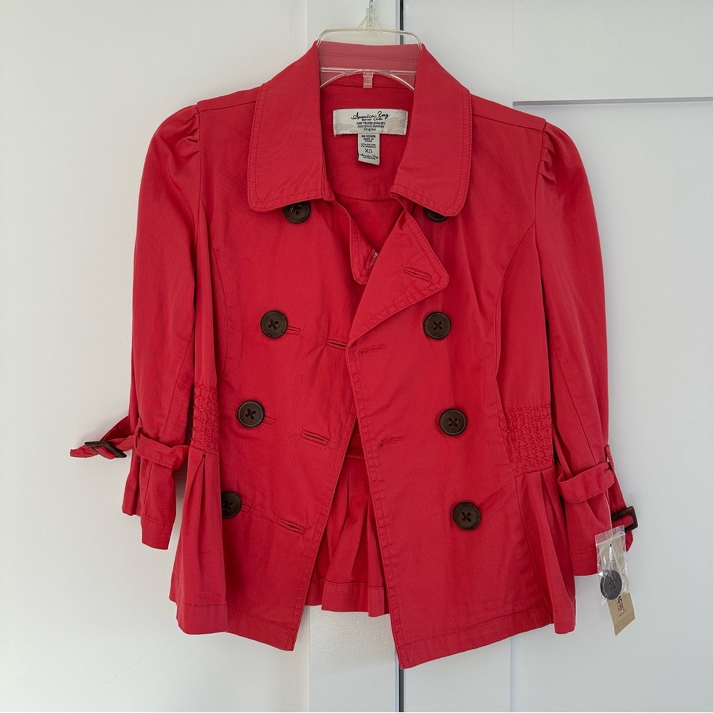 NWT! American Rag Coral Utility Jacket with Pleated Back and Puff Sleeve
